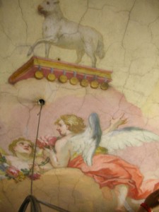 These frescoes were primarily done by John Baptist Zimmermann, who did many in this time period.